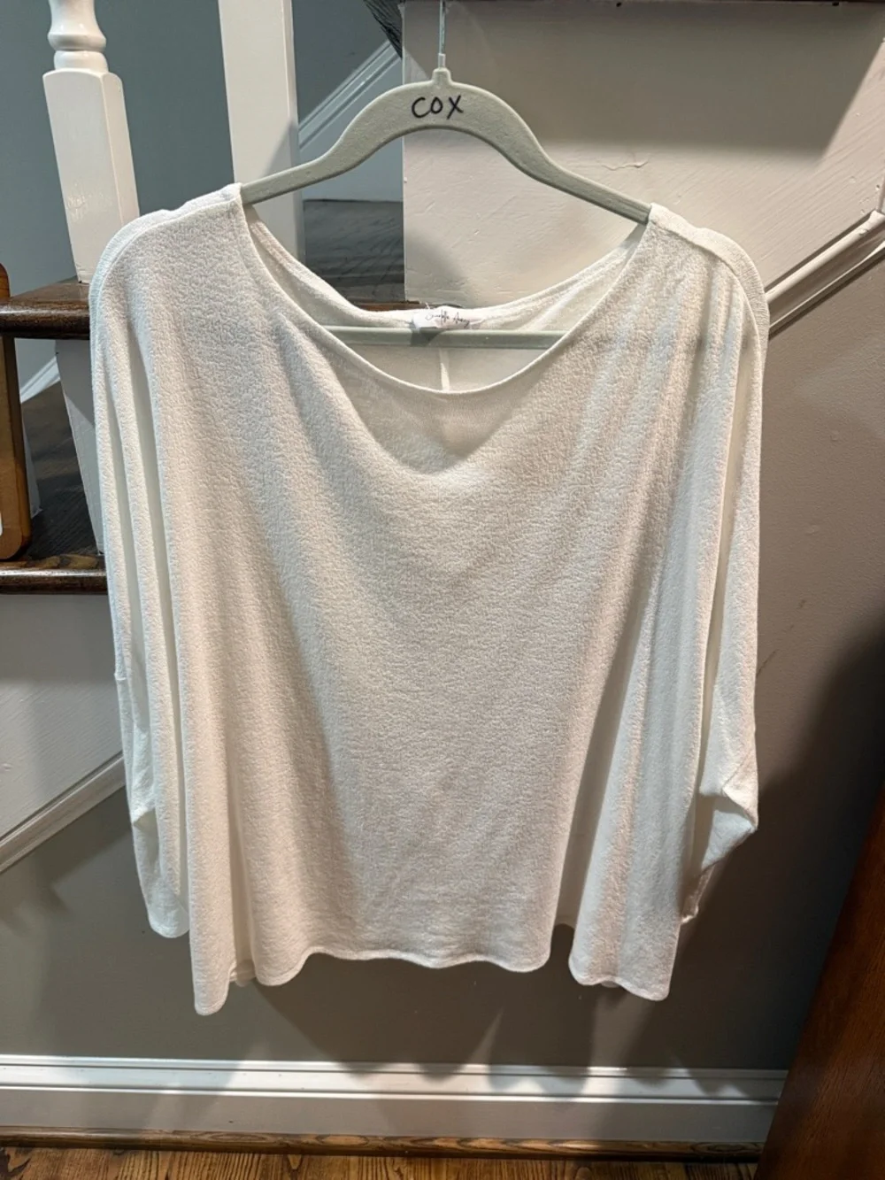 Relaxed White Long-Sleeve Boatneck Tee by